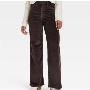 Universal Thread Dark Brown High-Rise Corduroy Wide Leg Pants size 10